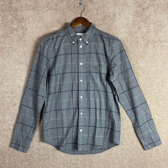 Everlane The Brushed Flannel Shirt Mens Size XS Dark Grey Long‎ Sleeve Plaid NEW - Picture 3 of 11